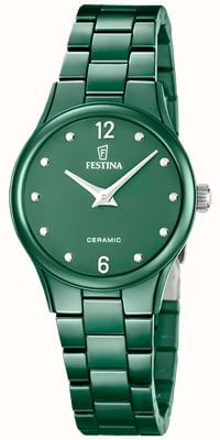 Festina Ceramic Quartz (30.5mm) Green Dial / Green Ceramic Bracelet F20751/6