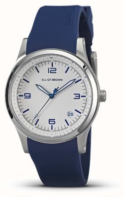 Elliot Brown Kimmeridge Quartz (38mm) White Dial / Blue Silicone Rubber Strap 405-010-R30