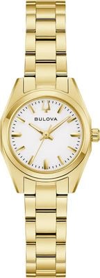 Bulova Surveyor Quartz (22mm) White Dial / Gold PVD Stainless Steel Bracelet 97L190