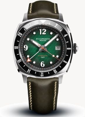 Duckworth Prestex Rivington GMT (42mm) Green Dial / Green Leather Strap D489-04-E