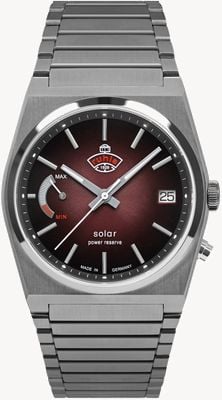 RUHLA Space Control Solar (40mm) Dark Red Dial / Stainless Steel Bracelet 4640M5