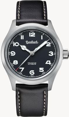 Hanhart PIONEER Preventor HD12™ (39mm) Black Dial / Black Leather Strap - M 792.810-7010
