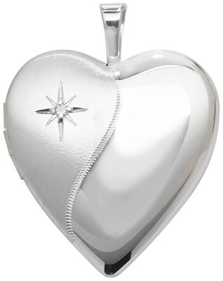 Sterling Silver 0.1ct Diamond Set Heart Shaped Locket G6910D