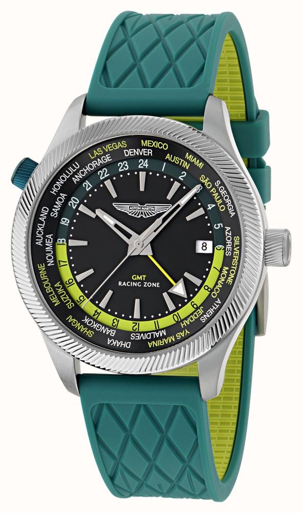 Aston Martin GRZ Icon Quartz Racing Zone GMT (41mm) Podium Green Dial / Steel Bracelet + Silicone Strap MTIZ1F503 - alternate view 3