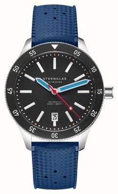 STERNGLAS Marus 2.0 Automatic (42mm) Black Dial / Dark Blue Rubber Strap S02-MA43-KA05