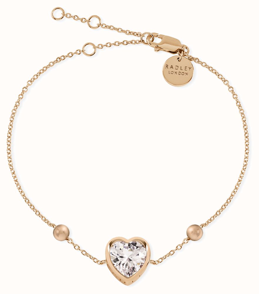 RADLEY Bracciale Donna Placcato Argento Con Ciondolo Cuore E Cane | Catella Rettangolare Fine | Gioiello Elegante