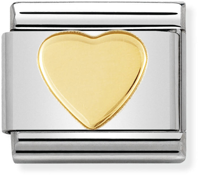 Nomination Classic Heart 18ct Gold & Steel Charm 030116/02