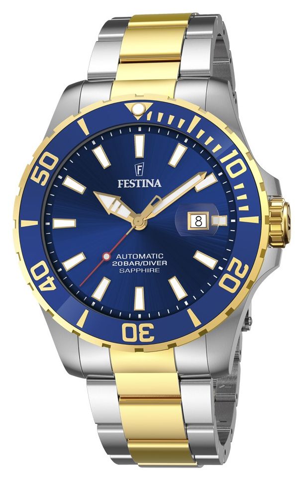 Festina F20532/1 Diver Automatic (44mm) Blue Dial / Two-Tone Watch