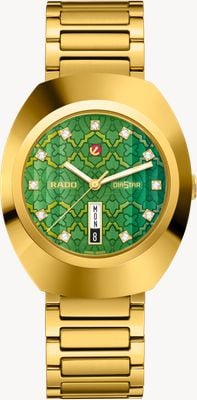 RADO DiaStar Original Automatic Diamond (38mm) Green Mosaic Dial / Gold PVD Stainless Steel Bracelet R12161313