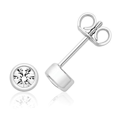 James Moore SEG0104 Sterling Silver CZ Round Stud Earrings Jewellery