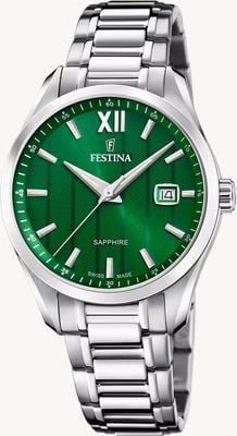 Festina Swiss Made Classic Quartz (37.5mm) Green Dial / Stainless Steel Bracelet F20026/3