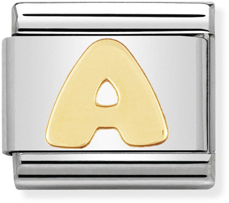 Nomination Classic Letter A 18ct Gold & Steel Charm 030101/01
