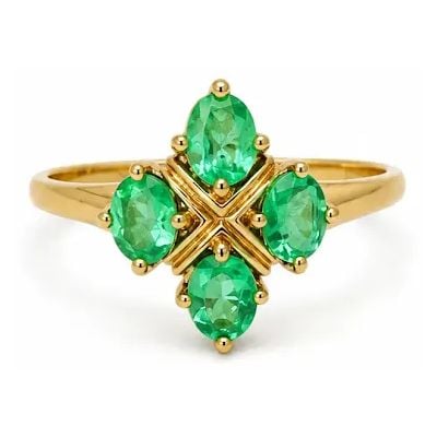 Pre-owned J98838 9ct Yellow Gold 4 Stone Emerald Ring Jewellery