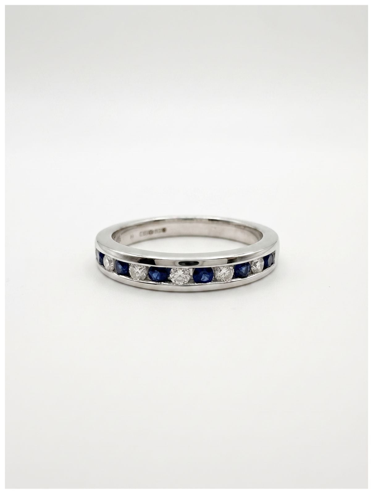 James Moore BJR0490 Platinum Diamond And Sapphire Ring Band Jewellery