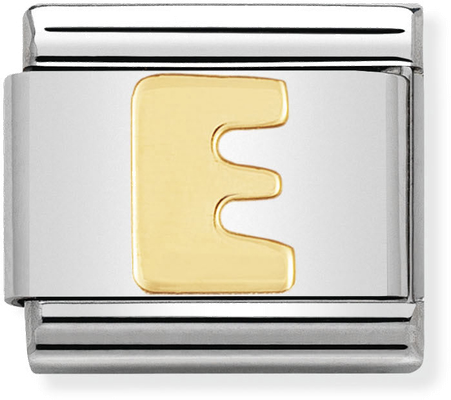 Nomination Classic Letter E 18ct Gold & Steel Charm 030101/05