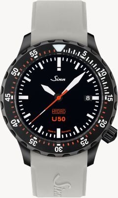 Sinn U50 HYDRO S 5000m (41mm) Black Dial / Grey Silicone Strap Watch 1051.020 GREY SILICONE