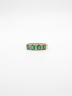 9c Yellow Gold Diamond Emerald Ring GLES163-7