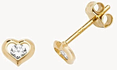9k Yellow Gold Cubic Zirconia Heart Earrings ES607