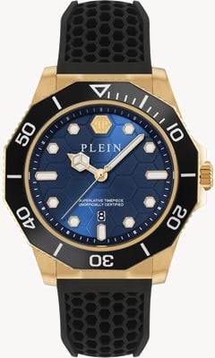 Philipp Plein AQUASTORM Quartz (44mm) Blue Sunray Dial / Black Silicone Strap PW2GA0226