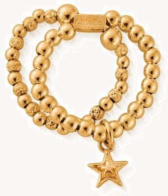 ChloBo Mini Raised Star Gold-Plated Double Ring - Medium GR2D3031