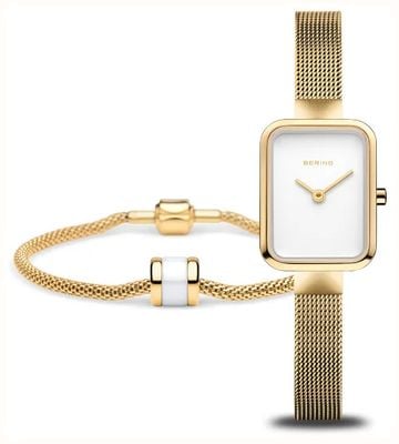 Bering Women's Classic Watch and Bracelet Gift Set (20mm) White Dial / Gold Stainless Steel Mesh Bracelet 14520-334-GWP