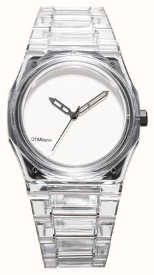 D1 Milano Nylon Exp_White (39mm) Matte White Dial / Transparent Nylon Strap NYBJ01