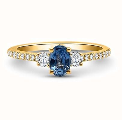 18ct Yellow Gold Diamond And Sapphire 3 Stone Ring SR3197