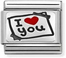 Nomination Classic I Love You Oxidised Sterling Silver & Steel Enamel Charm 330208/50