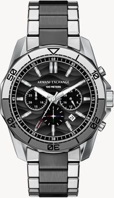 Armani Exchange SPENCER Chronograph (44mm) Black Wave Dial / Two-Tone Stainless Steel Bracelet AX1973