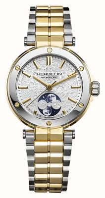 Herbelin Newport Moonphase Automatic (35mm) Silver "Moon Surface" Dial / Two-Tone Stainless Steel Bracelet 2879BT1N11