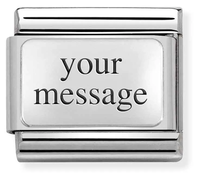 Nomination Classic ENGRAVED Steel And Silver Sterling Silver CUSTOM Smooth Plate Charm 330104/01