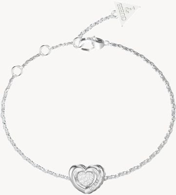 Guess Guess Womens Large L.O.V.E. 12mm Heart Pave Bracelet UBB05461RHL