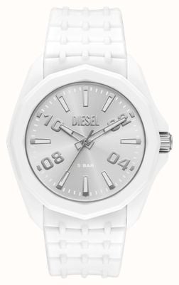 Diesel Stinger Quartz (45mm) Silver Sunray Dial / White Silicone Strap DZ2244