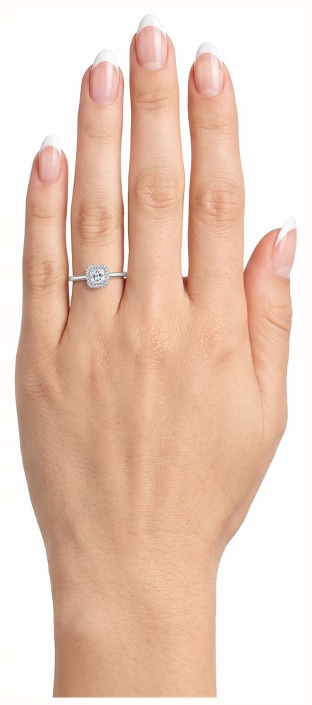 0.31ct Princess Natural Diamond Platinum Halo Ring ENG4981 - alternate view 4
