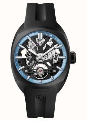 Favre Leuba Chief Skeleton Automatic (40mm) Black Skeleton Dial / Black Rubber Strap 00.20106.105.04.301