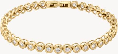D.LOUISE Bezel Tennis Gold Plated Bracelet