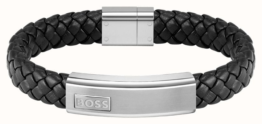 BOSS Jewellery Lander Men's Black Leather Bracelet 1580178M