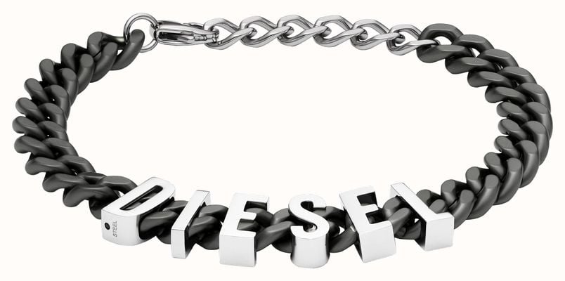 Diesel Men's Diesel Font Gunmetal Stainless Steel Bracelet DX1486060