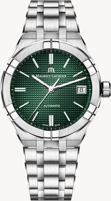Maurice Lacroix Aikon Automatic (39mm) Green Clous de Paris Dial / Stainless Steel AI6007-SS002-630-1