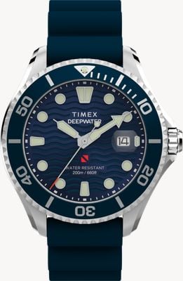 Timex Deepwater Meridian 200 (44mm) Blue Wave Dial / Blue Synthetic Rubber Strap TW2W81500