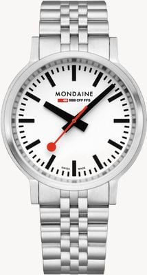 Mondaine Stop2Go (41mm) Classic White Dial / 316L Stainless Steel Bracelet MST.4101B.SJ.2SE