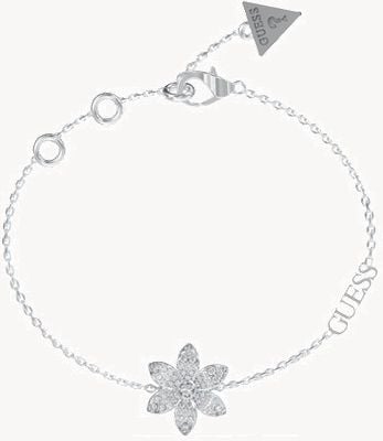Guess White Lotus Pavé Flower Stainless Steel Bracelet UBB04144RHS