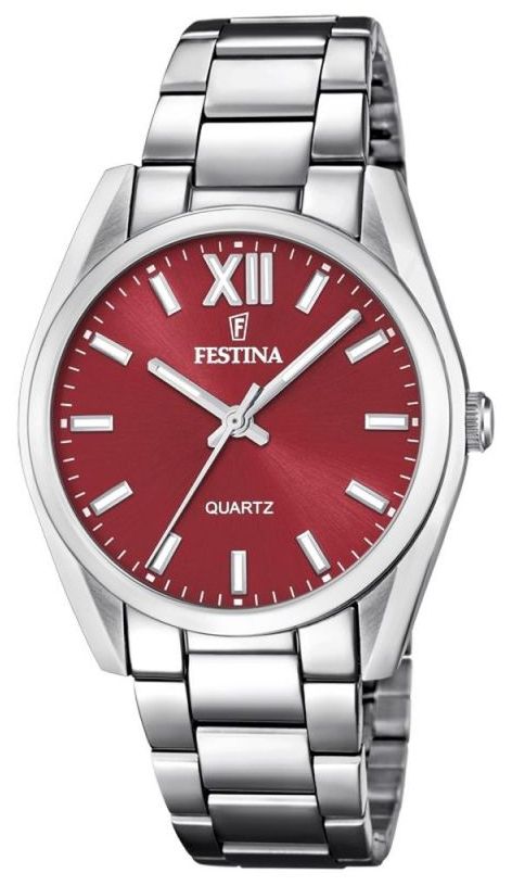 Festina F20622/B Acero Clasico (36.8mm) Red Dial / Stainless Watch