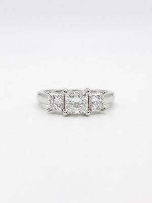 1.09ct Princess Natural Diamond Platinum Trilogy Ring J60207