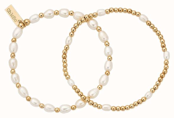 ChloBo Set of 2 Pearl Layering Bracelets - Gold Plated GBSETP