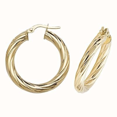 James Moore TH 9ct Yellow Gold 20mm Hoop Earrings ER1059-20