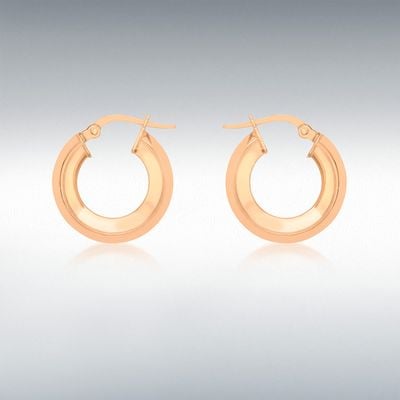 9ct Rose Gold 4mm Square-Tube 18mm Creole Earrings 5.51.0619
