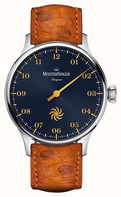 MeisterSinger Pangaea Automatic (40mm) Deep Blue Fermata Dial / Brown Leather Strap PDS917G-SF03