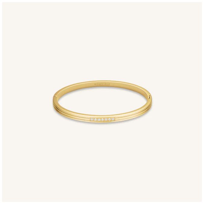 Rosefield Jewellery JBSCG-J1037 Gold Striped Bangle With