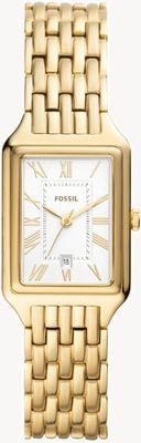Fossil Women's Raquel | White Rectangular Dial | Gold Stainless Steel Bracelet Watch 23mm Case ES5220